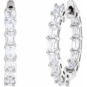14K White 3 CTW Lab-Grown Diamond Inside-Outside 21.2 mm Hoop Earrings